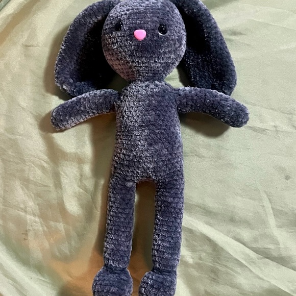 Adorable Bunny Rabbit Doll Handmade Soft and Cuddly Crochet Plush One of a Kind - Picture 4 of 8